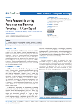 Acute Pancreatitis During Pregnancy and Pancreas Pseudocyst: a Case Report