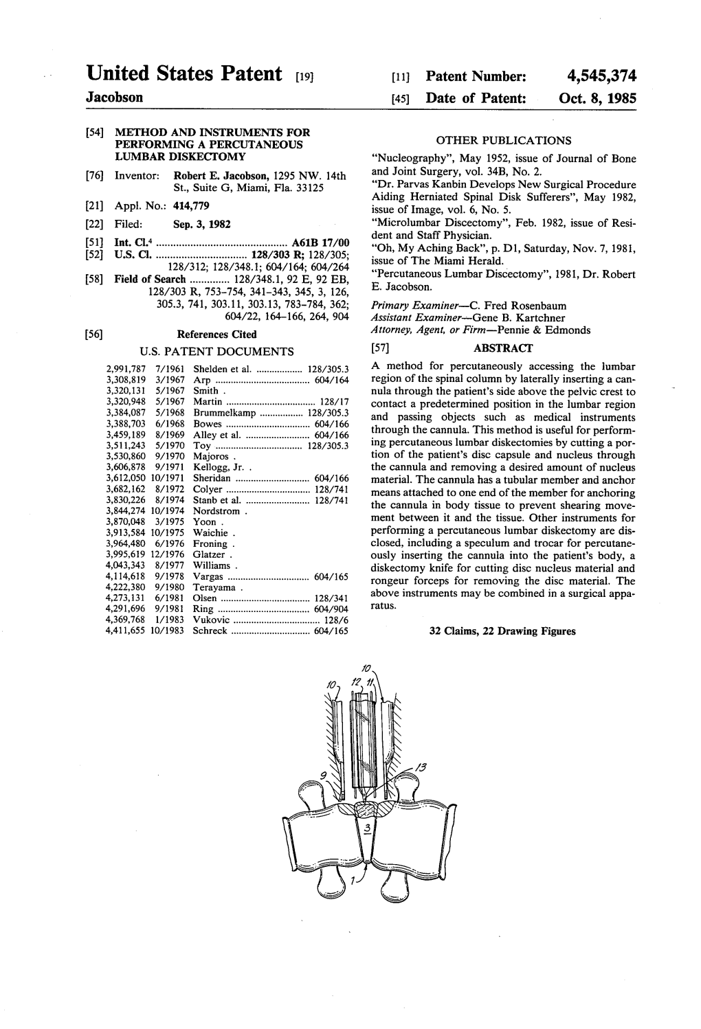 United States Patent (19) 11 Patent Number: 4,545,374 Jacobson 45 Date of Patent: Oct