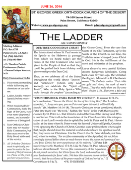 The Ladder ALL SAINTS SUNDAY Mailing Address: OUR TRUE GOD IS JESUS CHRIST the Nicene Creed