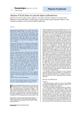 Analysis of T-Cell Clones in Systemic Lupus Erythematosus