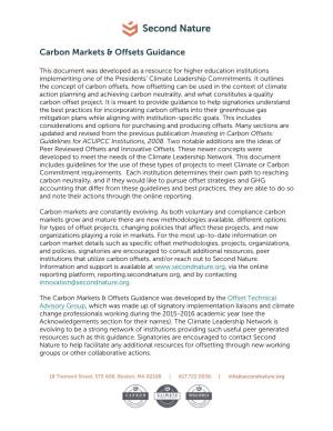 Carbon Markets & Offsets Guidance