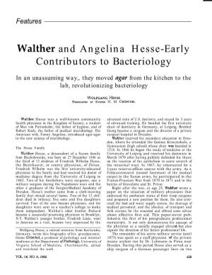 Walther and Angelina Hesse-Early Contributors to Bacteriology
