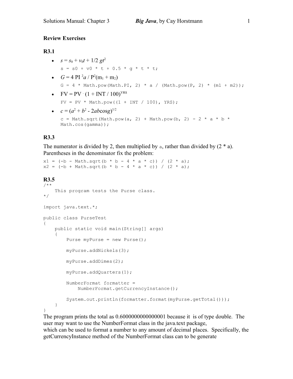 Solutions Manual: Chapter 3 Big Java, by Cay Horstmann 19