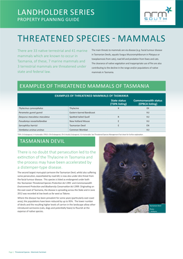 Threatened Species Mammals Property Planning Guide
