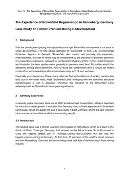 A Case Study on Former Uranium Mining Redevelopment