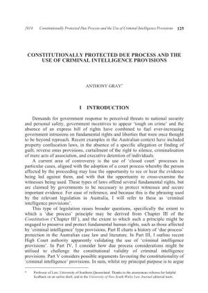 Constitutionally Protected Due Process and the Use of Criminal Intelligence Provisions 125