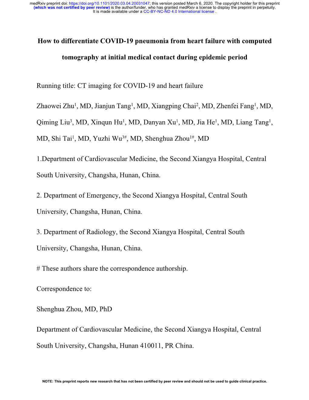 How to Differentiate COVID-19 Pneumonia from Heart Failure with Computed