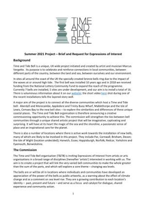 Summer 2021 Project – Brief and Request for Expressions of Interest