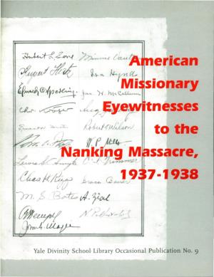 American Missionary Eyewitnesses to the Nanking Massacre, 1937-1938