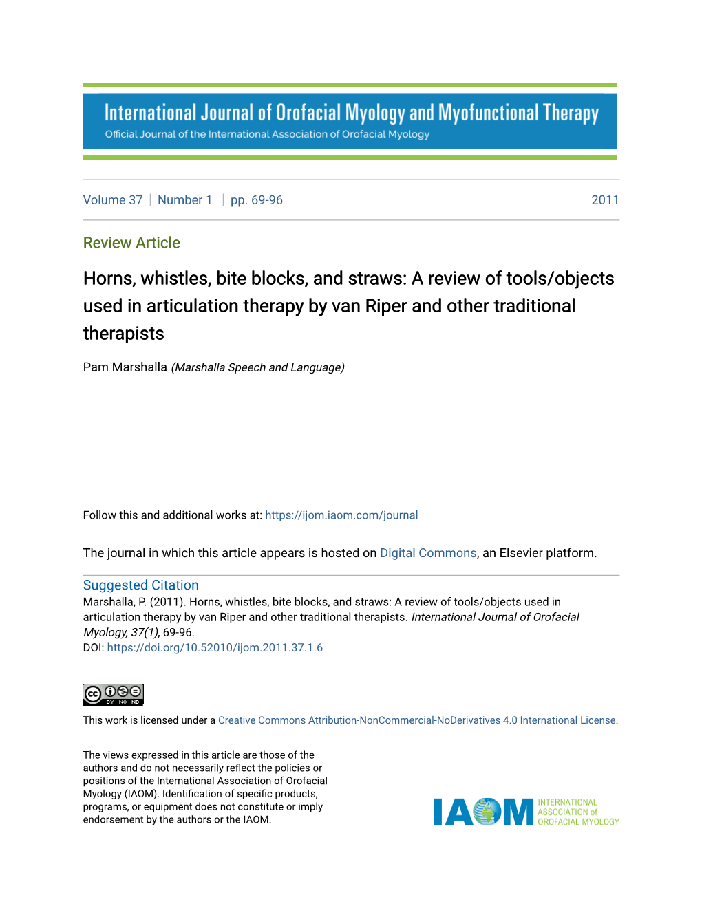 A Review of Tools/Objects Used in Articulation Therapy by Van Riper and Other Traditional Therapists