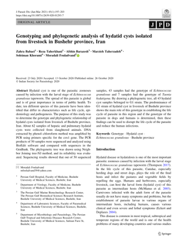 Genotyping and Phylogenetic Analysis of Hydatid Cysts Isolated from Livestock in Bushehr Province, Iran