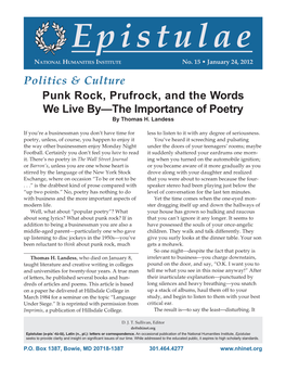 Politics & Culture Punk Rock, Prufrock, and the Words We Live By
