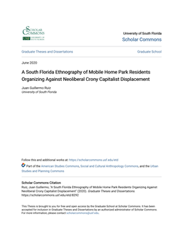 A South Florida Ethnography of Mobile Home Park Residents Organizing Against Neoliberal Crony Capitalist Displacement