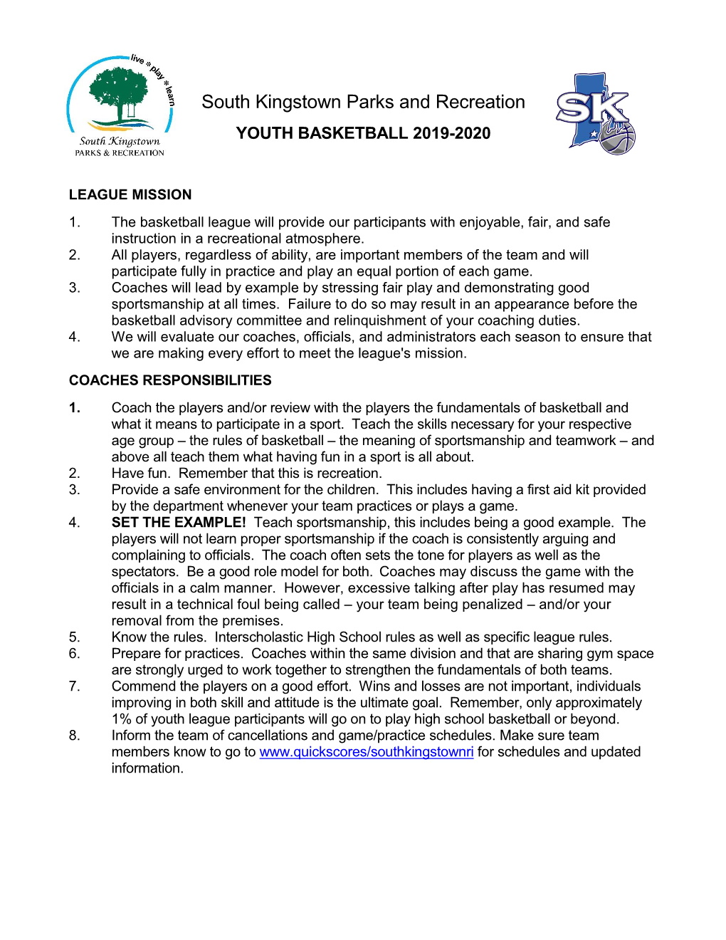 2020 in House Basketball Rules