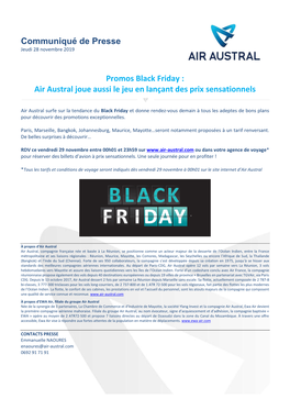 Promos Black Friday : Air Austral Joue Aussi Le Jeu En Lançant Des Prix Sensationnels