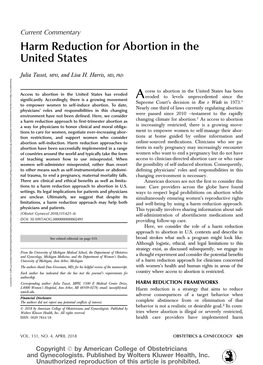 Harm Reduction for Abortion in the United States
