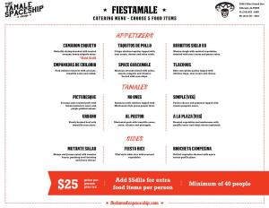 Fiestamale O: (312) 622 - 4460 Catering Menu - Choose 5 Food Items M: (312) 371 - 1053