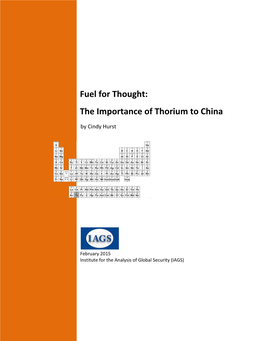 The Importance of Thorium to China