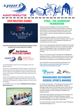 Early Bird Registrations for the 2019 Whanganui Masters Games Are