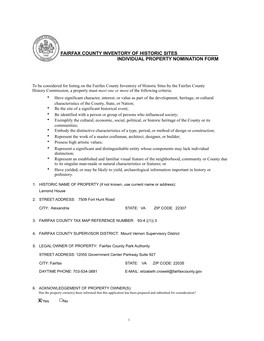 Lamond County Inventory Nomination