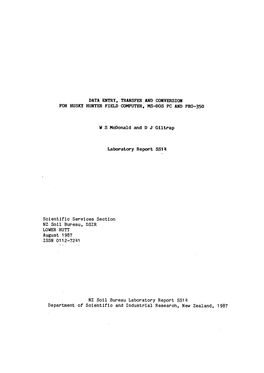 Data Entry, Transfer and Conversion for Husky Hunter Field Computer, MS-DOS PC and PR0-350