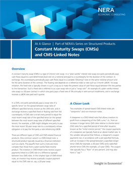 Constant Maturity Swaps (Cmss) and CMS-Linked Notes1