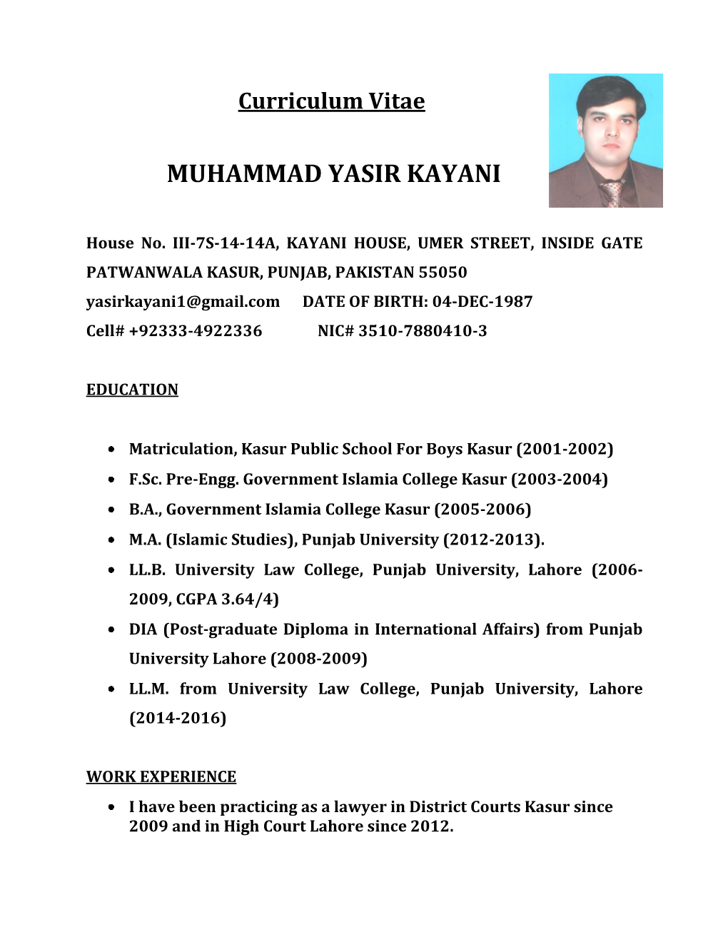 Muhammad Yasir Kayani