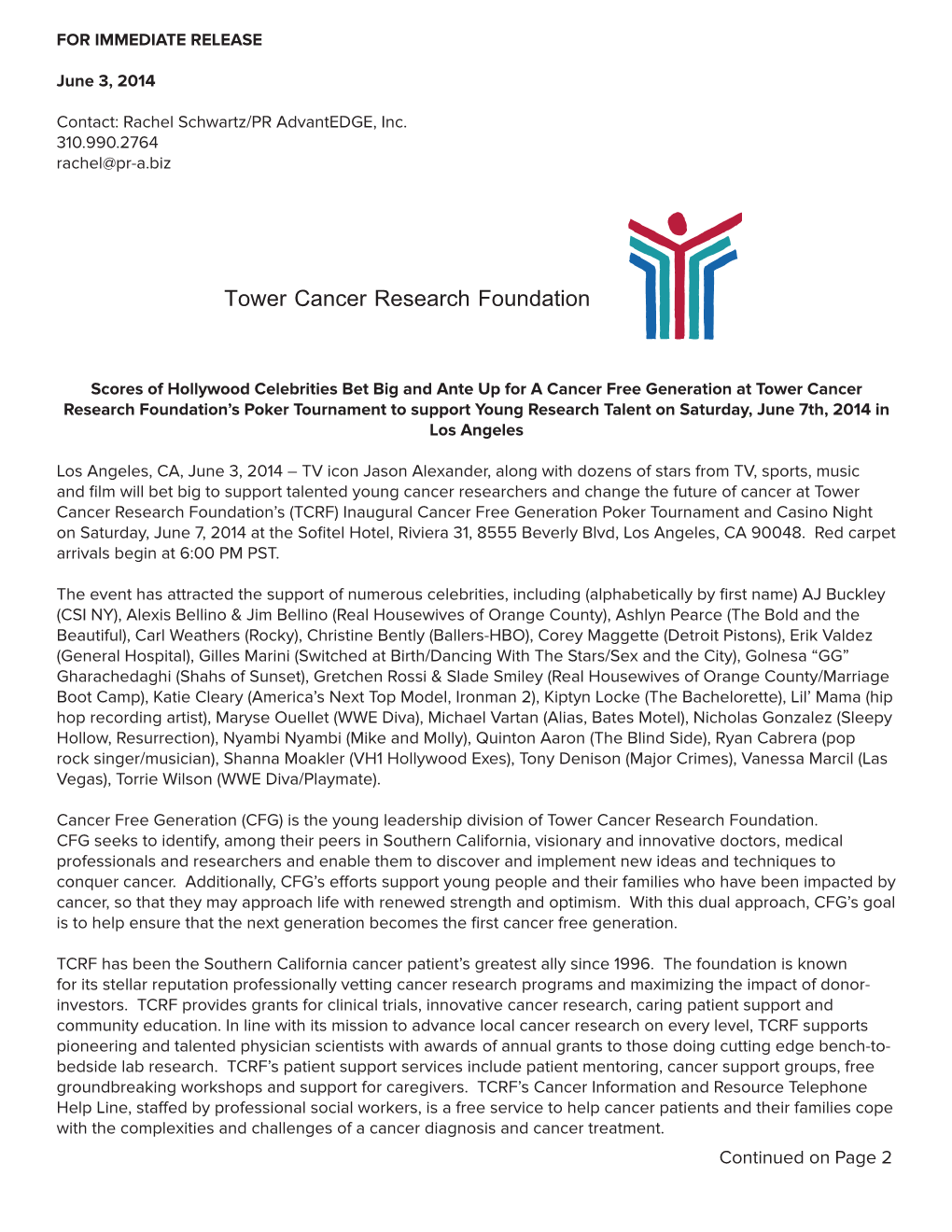 TCRF Pre Event Press Release