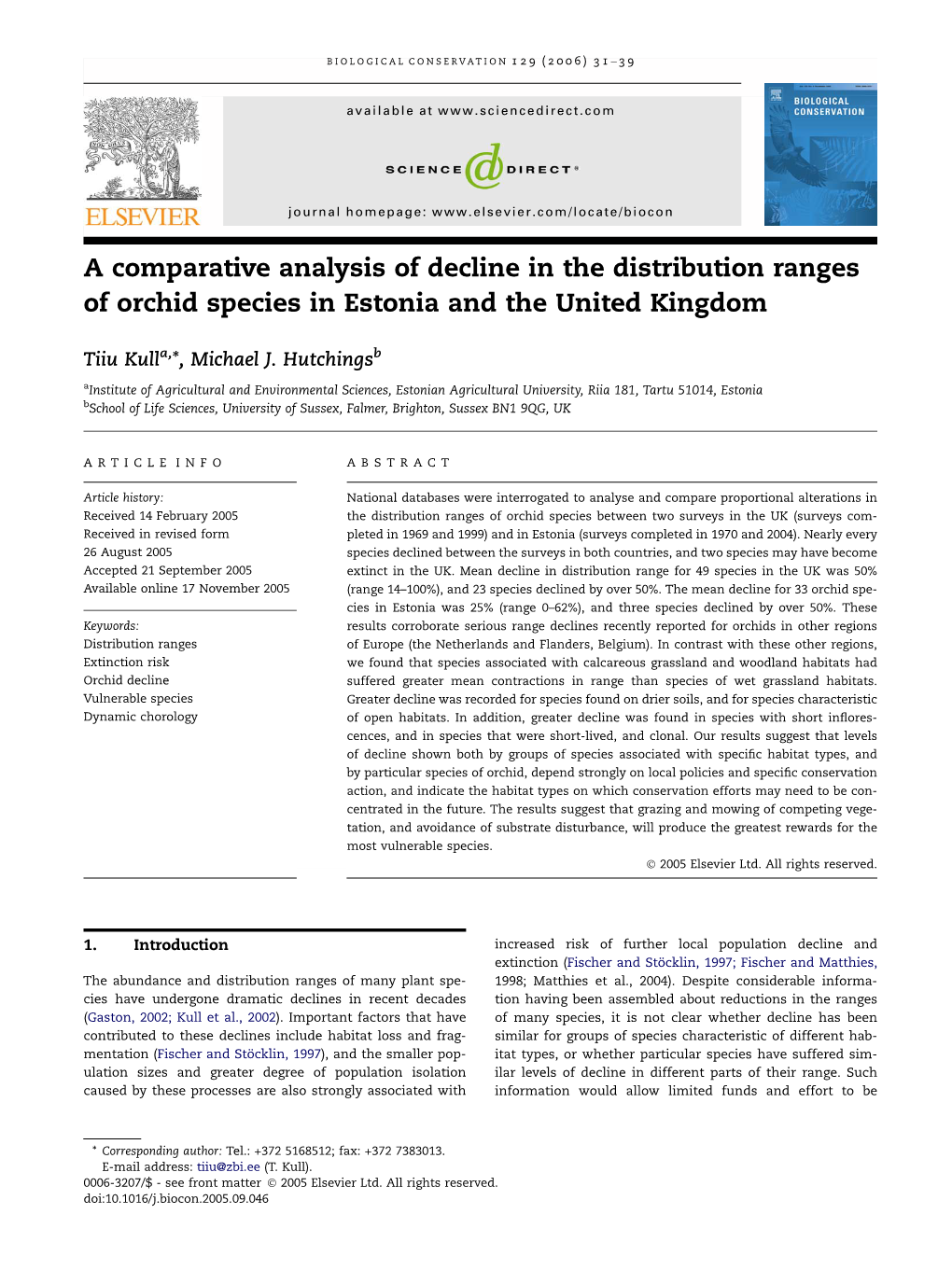 A Comparative Analysis of Decline in the Distribution Ranges of Orchid Species in Estonia and the United Kingdom