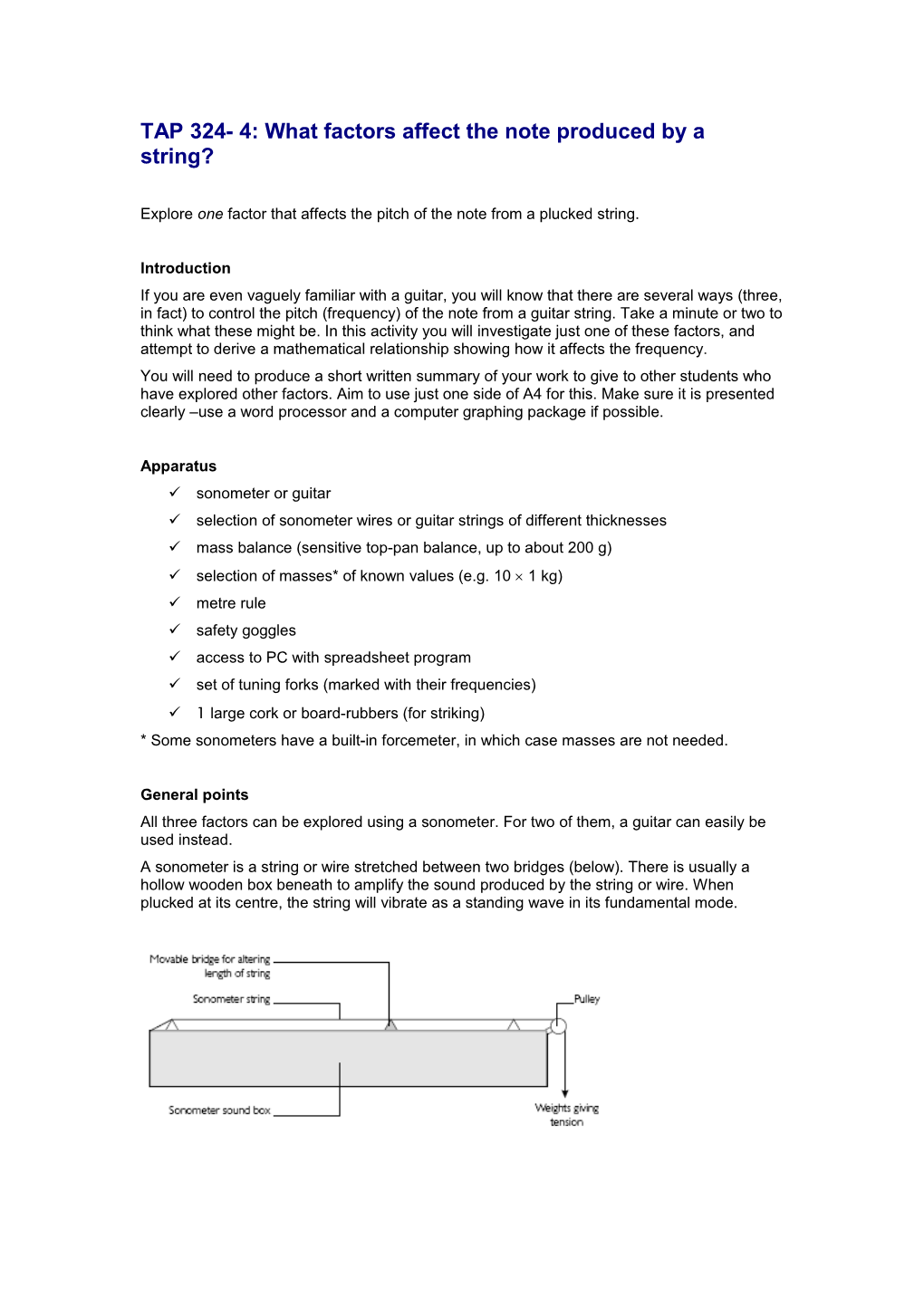 TAP 324- 4: What Factors Affect the Note Produced by a String