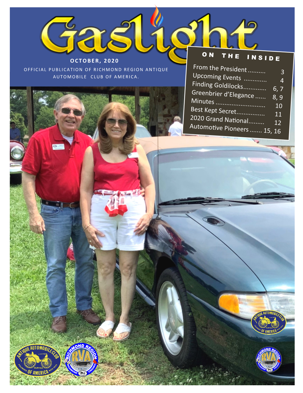 October, 2020 October, 2020 Official Publication of Richmond Region Antique Automobile Club of America