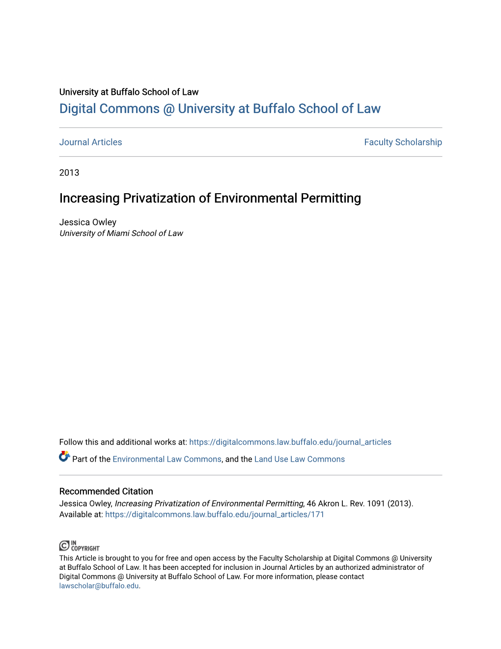 Increasing Privatization of Environmental Permitting