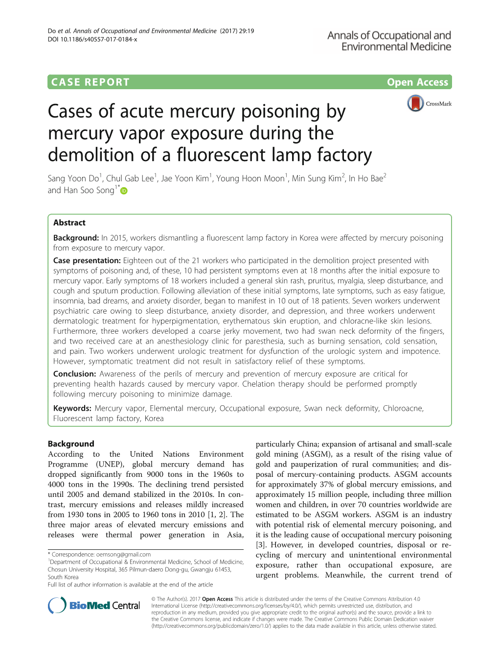 Cases of Acute Mercury Poisoning by Mercury Vapor Exposure During The