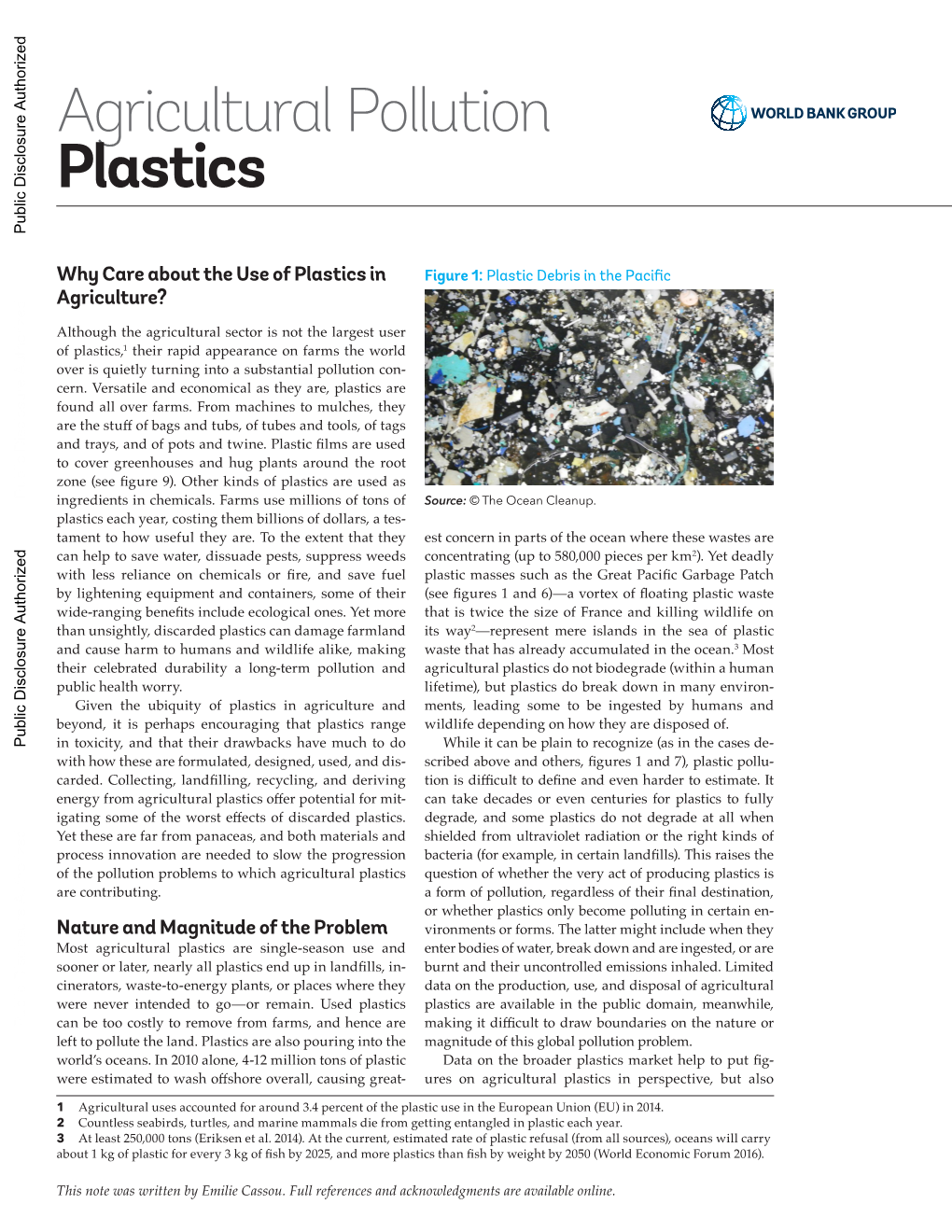 Agricultural Pollution Plastics Public Disclosure Authorized