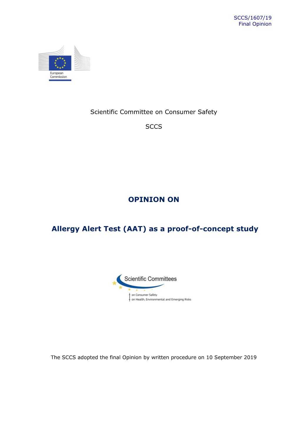 Opinion on Allergy Alert Test (AAT) As a Proof-Of-Concept Study ______