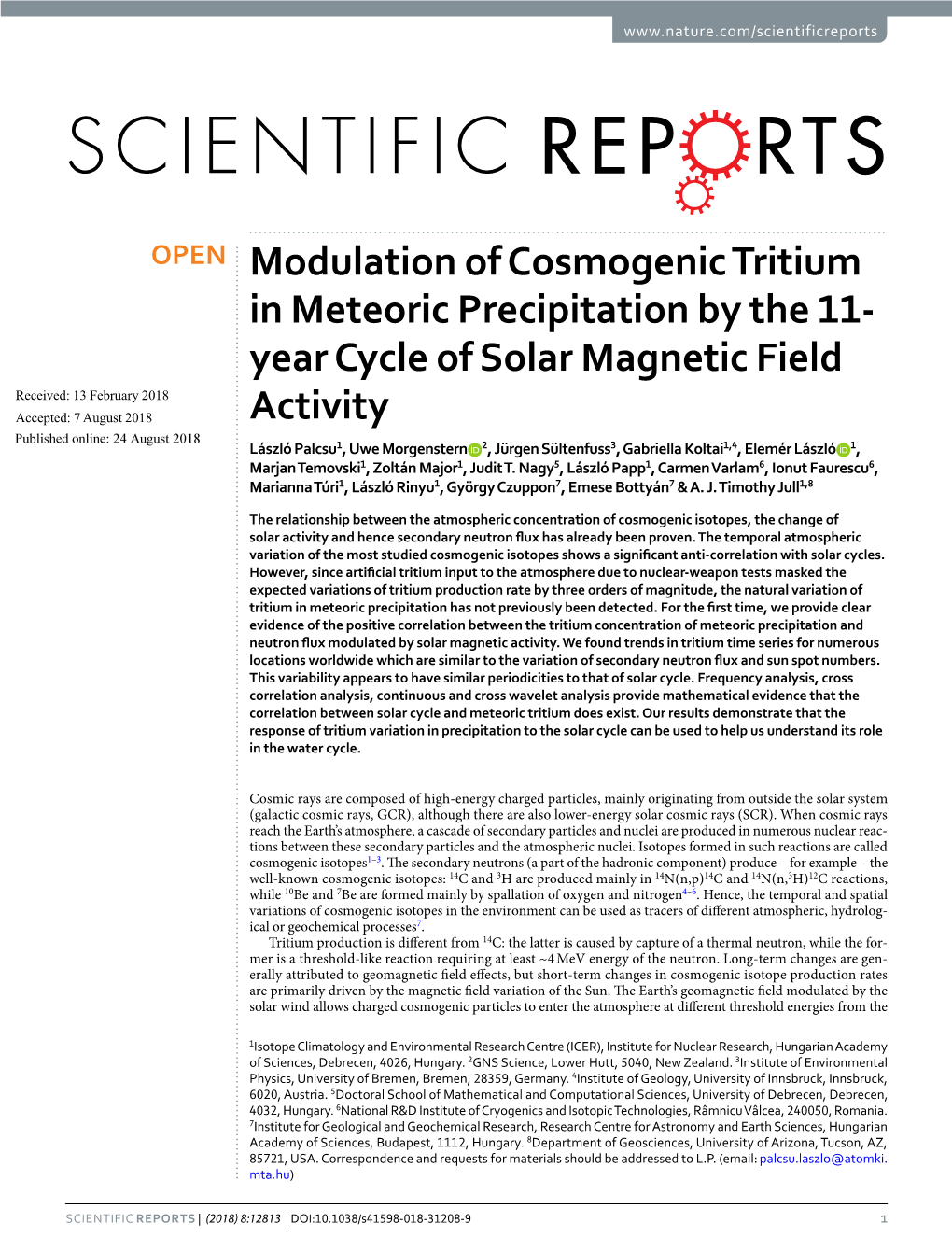 Modulation of Cosmogenic Tritium in Meteoric Precipitation by the 11