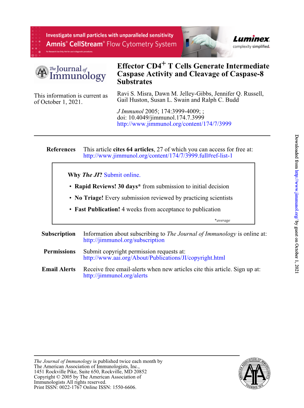 Substrates Caspase Activity and Cleavage of Caspase-8 T Cells