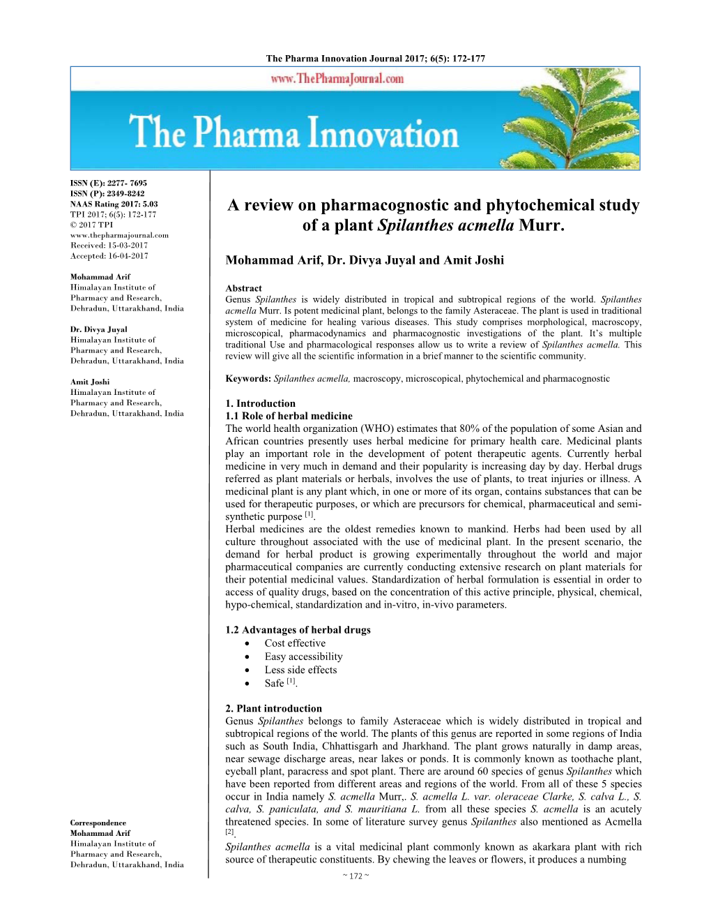 A Review on Pharmacognostic and Phytochemical Study of a Plant