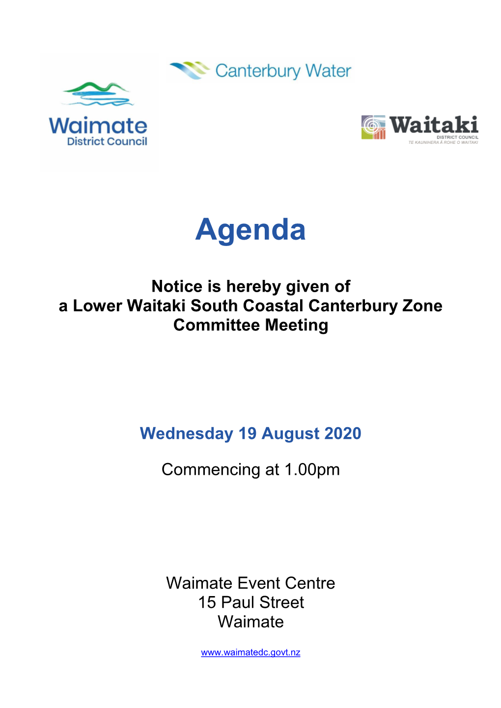 Agenda of Lower Waitaki South Coastal Canterbury Zone