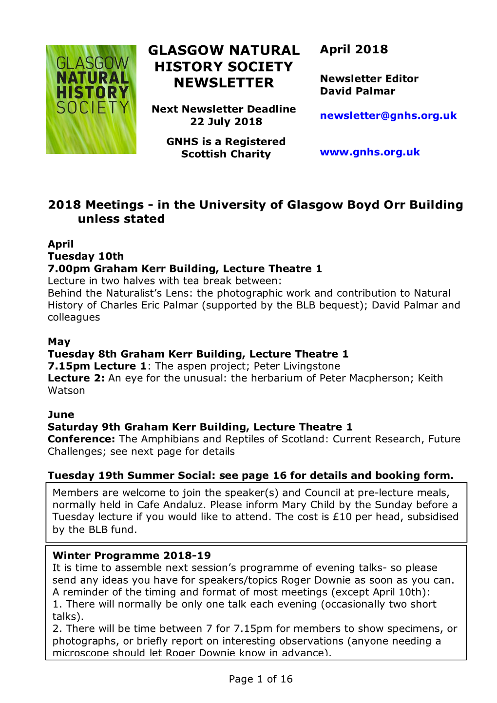 GNHS Newsletter 2 Apr 2018