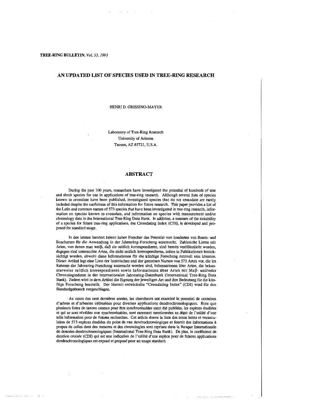 An Updated List of Species Used in Tree-Ring Research