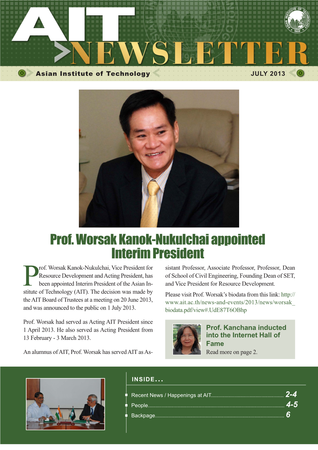 Prof. Worsak Kanok-Nukulchai Appointed Interim President Rof