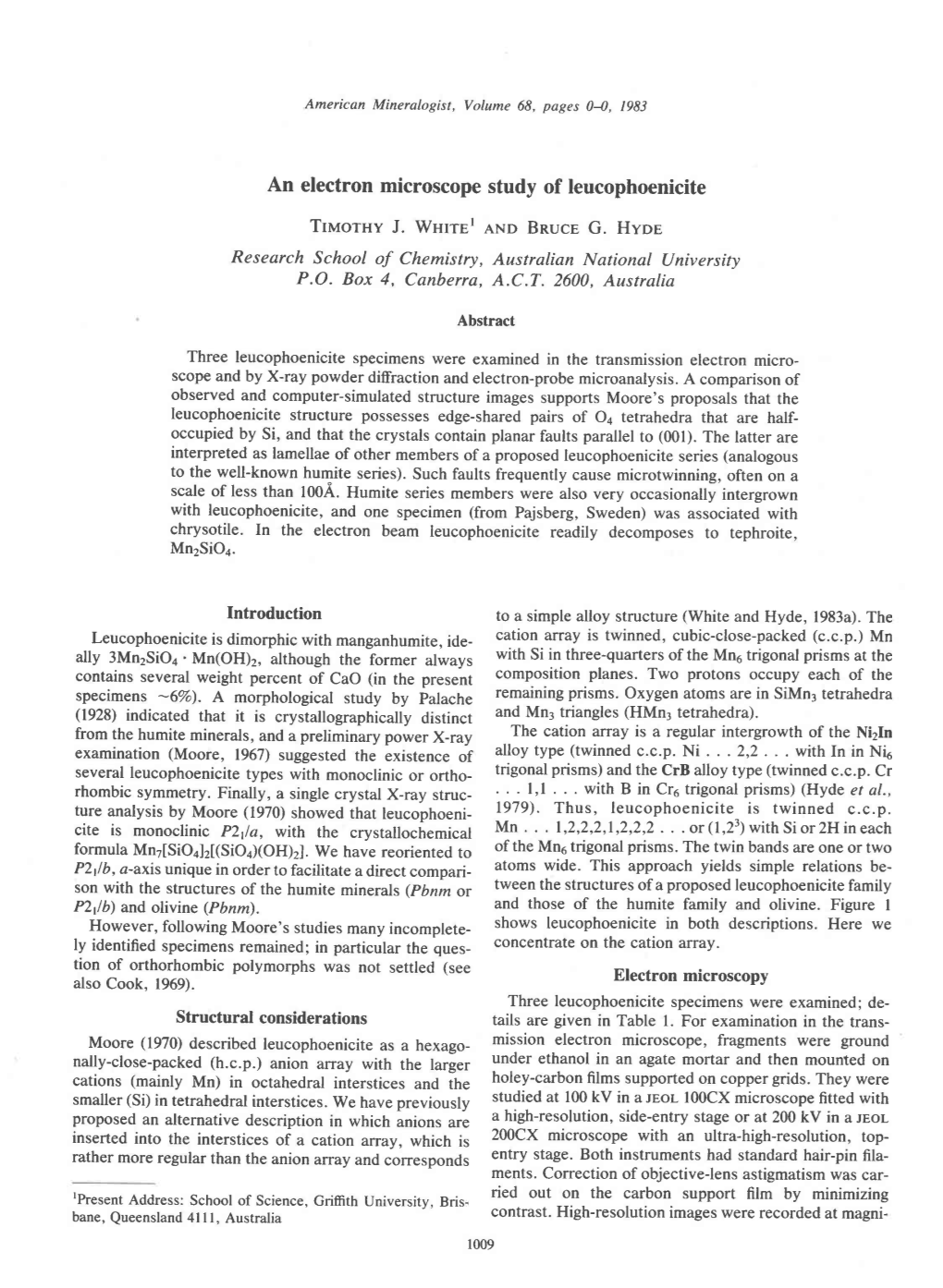 An Electron Microscope Study of Leucophoenicite