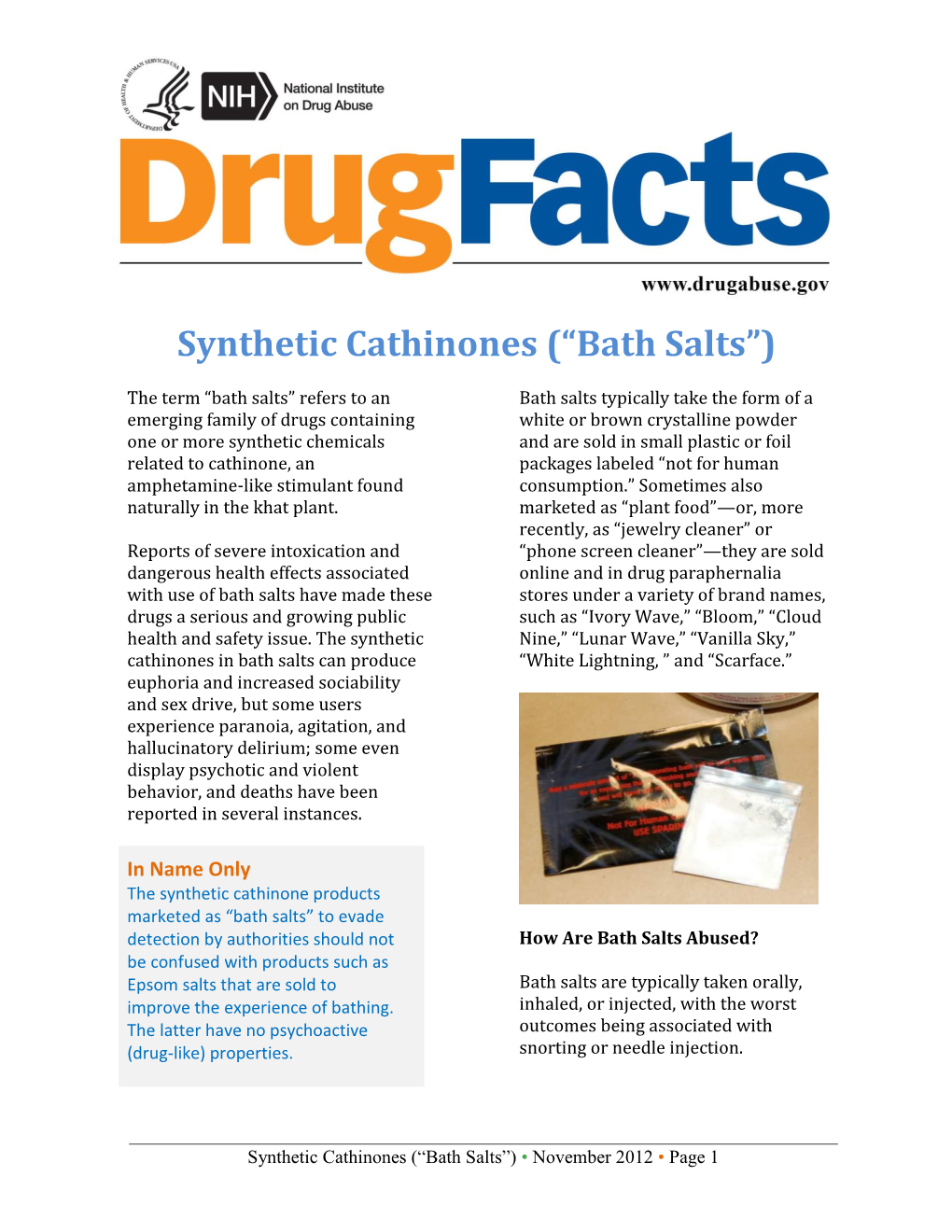 Synthetic Cathinones (“Bath Salts”)