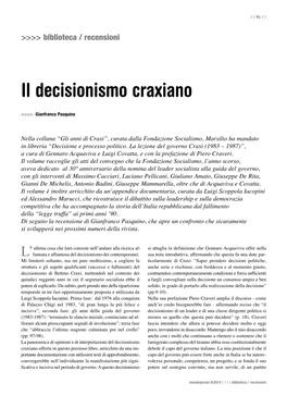 Il Decisionismo Craxiano