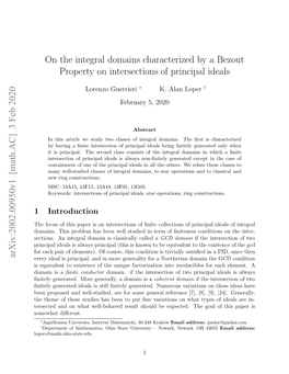 On the Integral Domains Characterized by a Bezout Property On