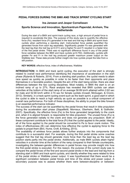 Pedal Forces During the Bmx and Track Sprint Cycling Start