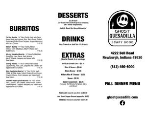 Burritos Desserts Drinks Extras
