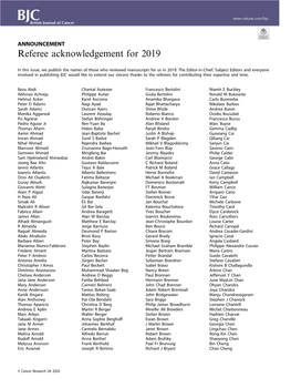 Referee Acknowledgement for 2019