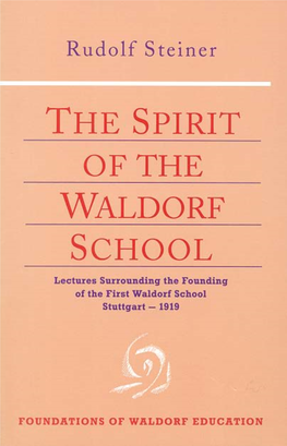 THE SPIRIT of the WALDORF SCHOOL Front Black Ii